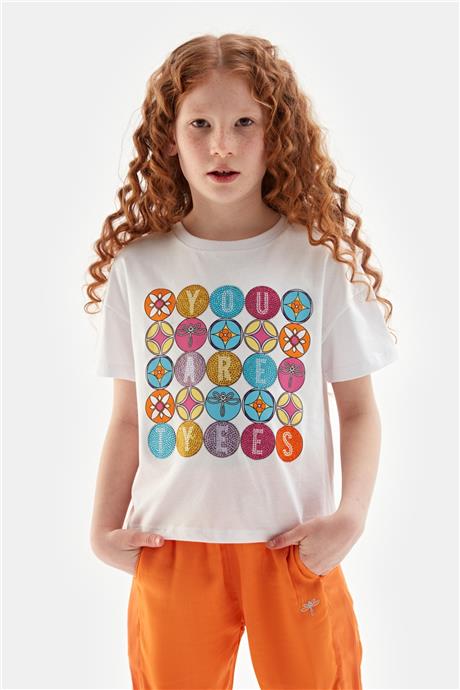 Tyess Kız Çocuk Beyaz Tshirt