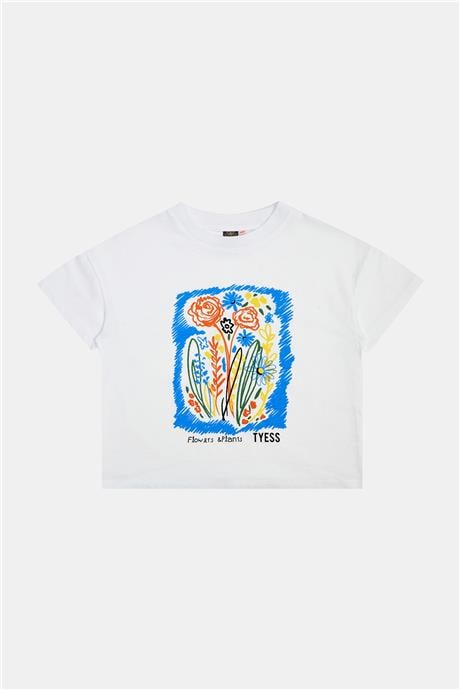 Tyess Kız Çocuk Beyaz Tshirt