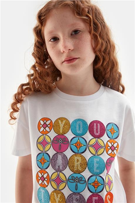 Tyess Kız Çocuk Beyaz Tshirt