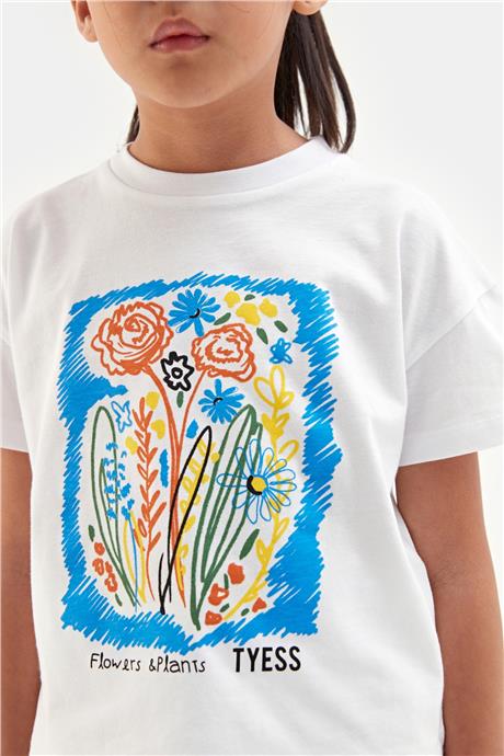 Tyess Kız Çocuk Beyaz Tshirt
