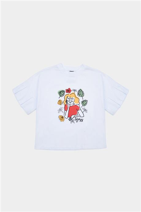Tyess Kız Çocuk Beyaz Tshirt