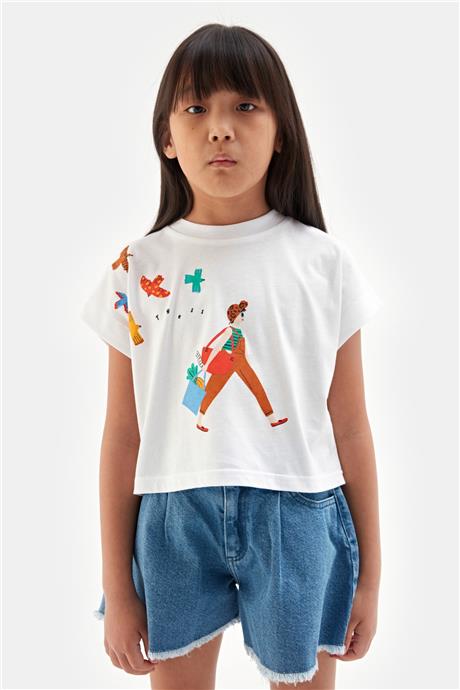 Tyess Kız Çocuk Beyaz Tshirt