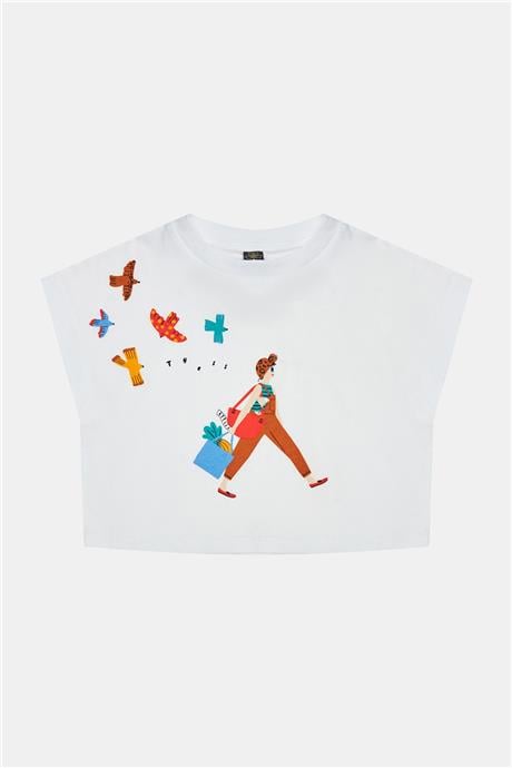 Tyess Kız Çocuk Beyaz Tshirt