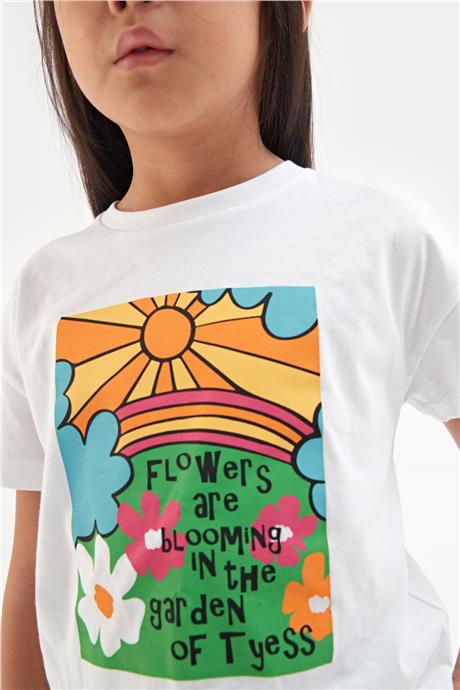 Tyess Kız Çocuk Beyaz Tshirt