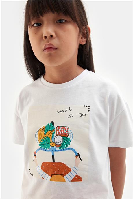 Tyess Kız Çocuk Beyaz Tshirt