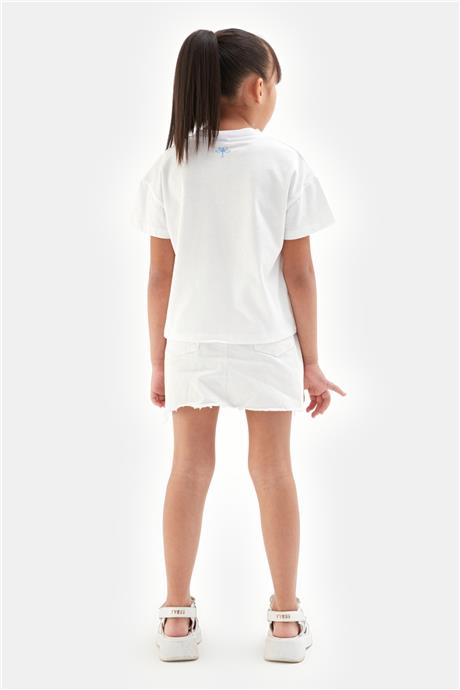 Tyess Kız Çocuk Beyaz Tshirt