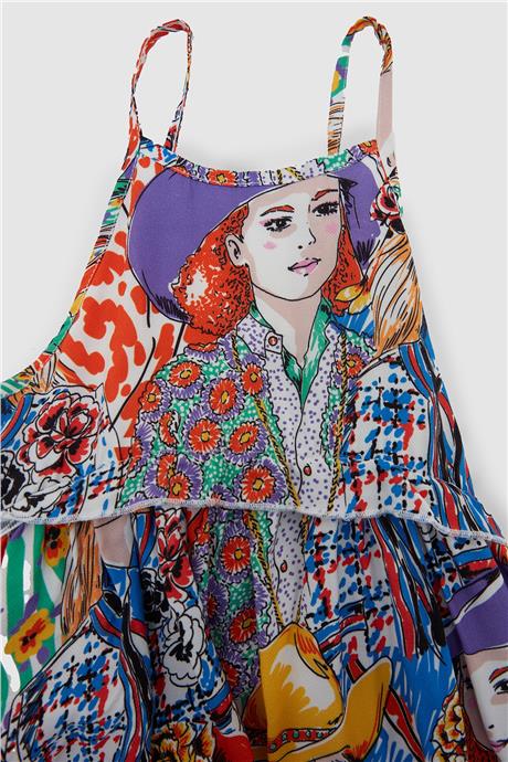 Tyess Kız Çocuk Desenli Elbise