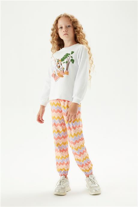 Tyess Kız Çocuk Desenli Pijama Takımı
