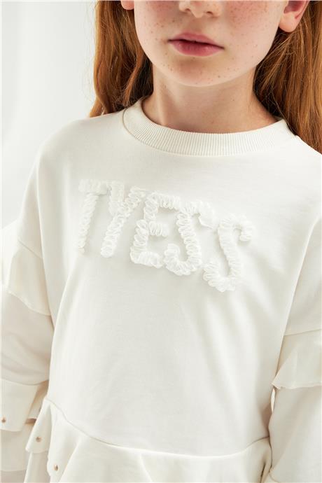 Tyess Kız Çocuk Ekru Sweatshirt