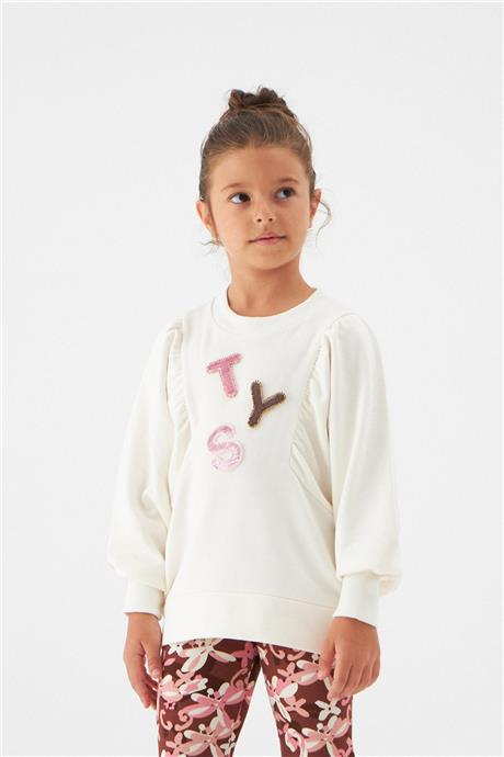 Tyess Kız Çocuk Ekru Sweatshirt
