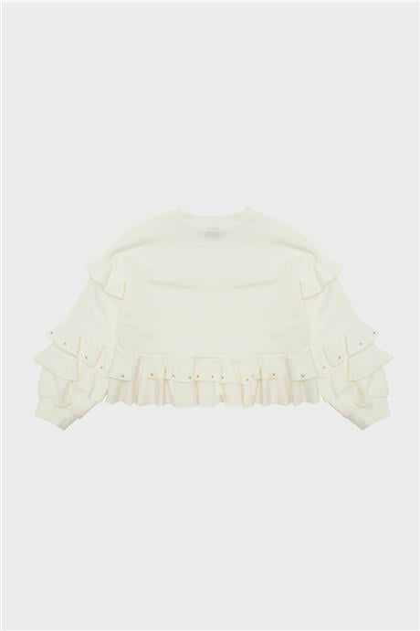 Tyess Kız Çocuk Ekru Sweatshirt