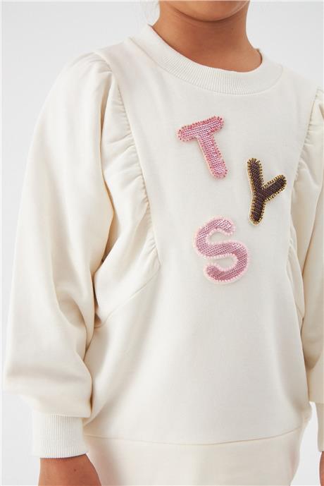 Tyess Kız Çocuk Ekru Sweatshirt