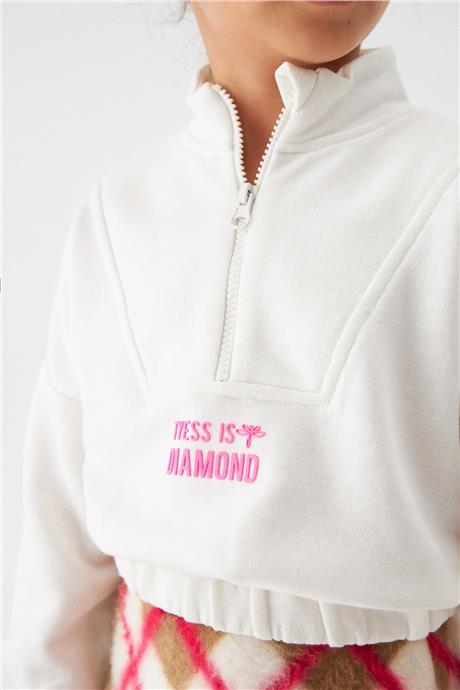Tyess Kız Çocuk Ekru Sweatshirt