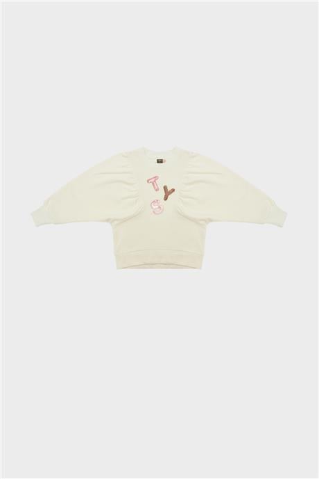 Tyess Kız Çocuk Ekru Sweatshirt