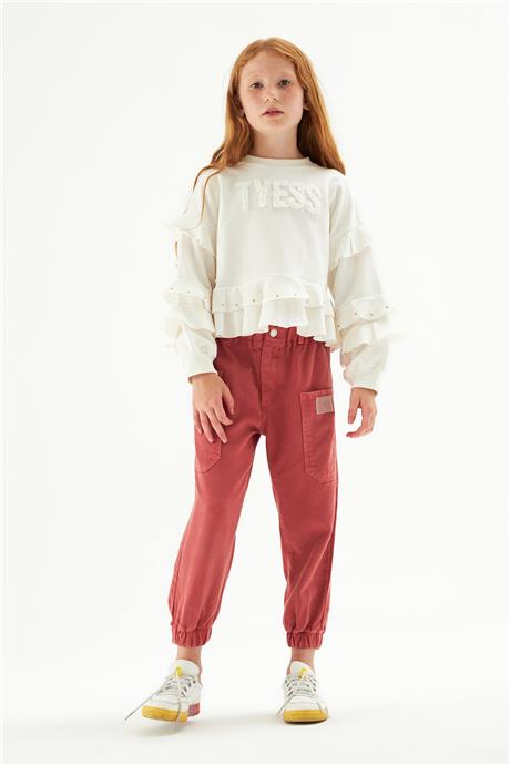 Tyess Kız Çocuk Ekru Sweatshirt