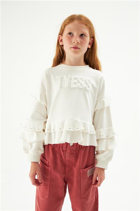 Tyess Kız Çocuk Ekru Sweatshirt