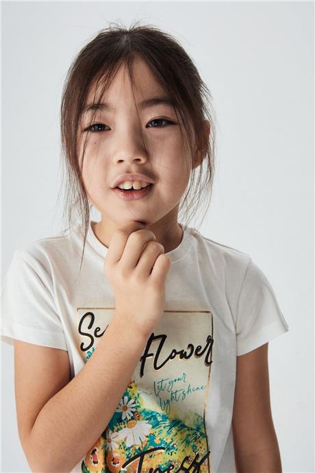 Tyess Kız Çocuk Ekru T-Shirt