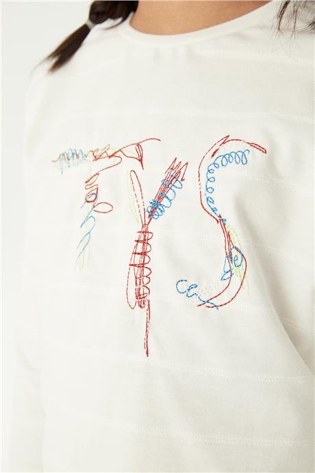 Tyess Kız Çocuk Ekru T-Shirt