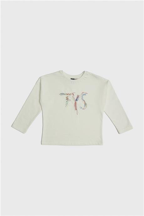 Tyess Kız Çocuk Ekru T-Shirt