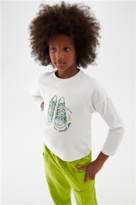 Tyess Kız Çocuk Ekru T-Shirt
