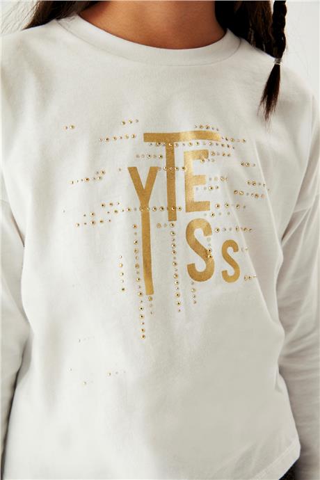Tyess Kız Çocuk Ekru T-Shirt