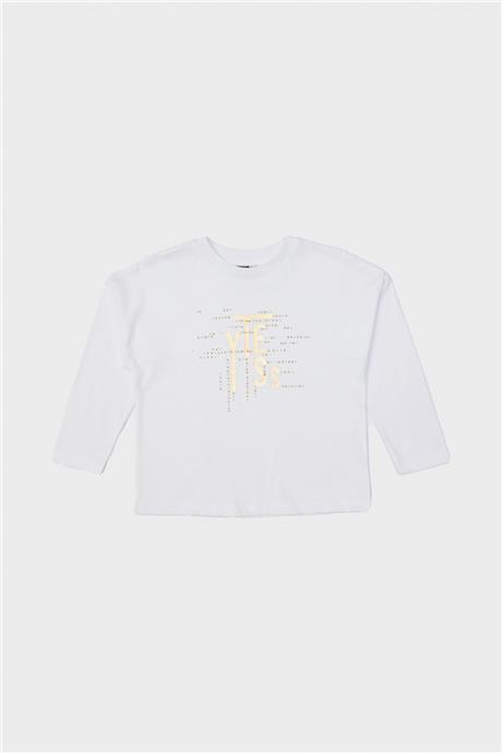 Tyess Kız Çocuk Ekru T-Shirt