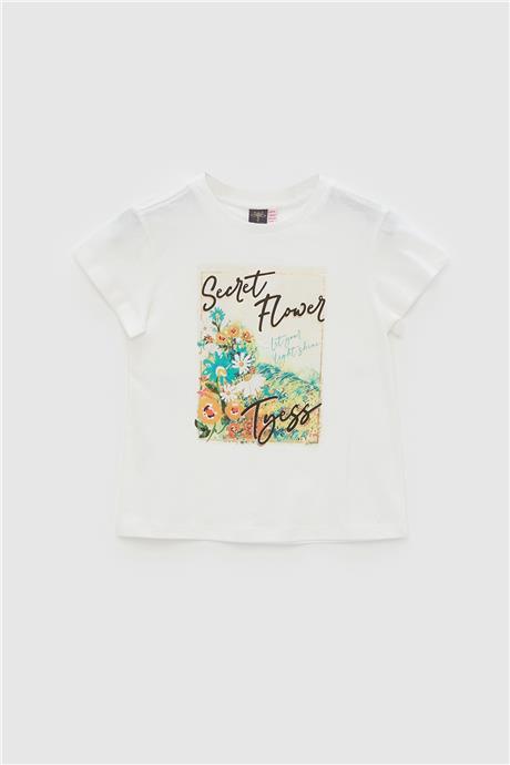 Tyess Kız Çocuk Ekru T-Shirt
