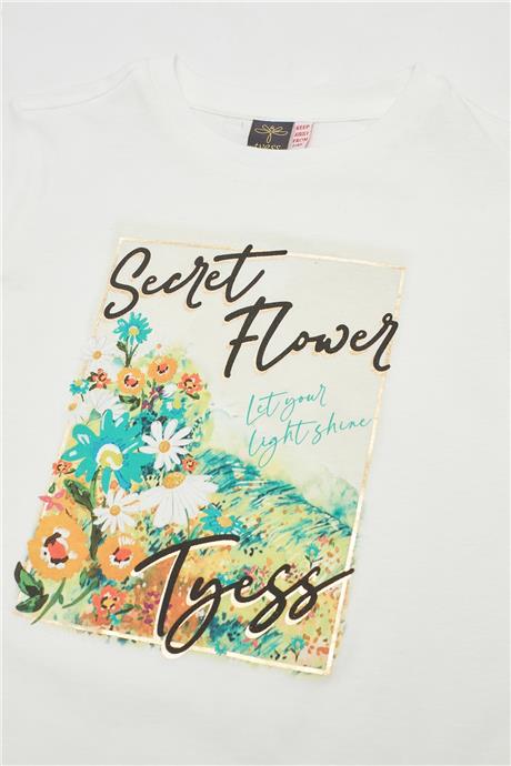 Tyess Kız Çocuk Ekru T-Shirt