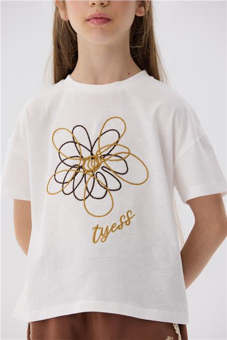 Tyess Kız Çocuk Ekru T-Shirt