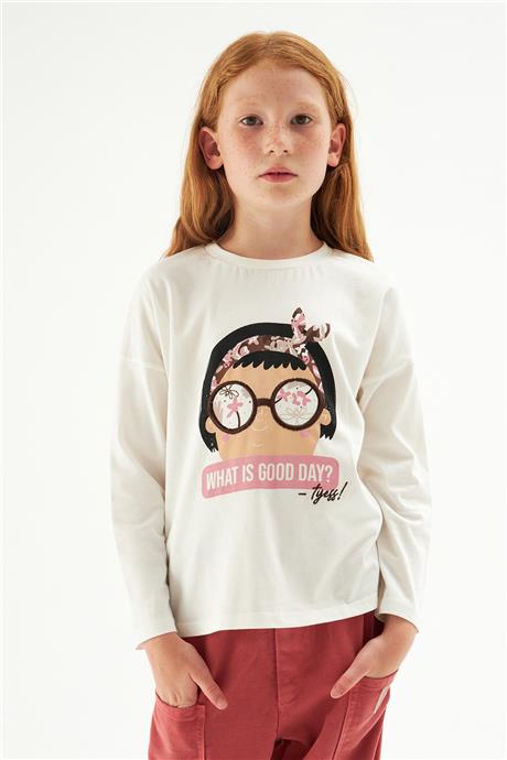 Tyess Kız Çocuk Ekru Tshirt