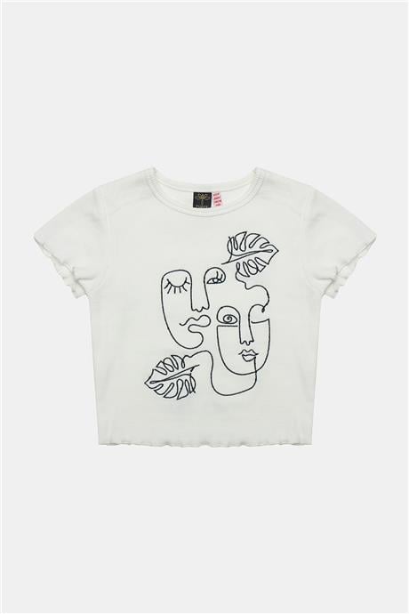 Tyess Kız Çocuk Ekru Tshirt