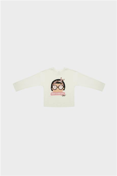 Tyess Kız Çocuk Ekru Tshirt