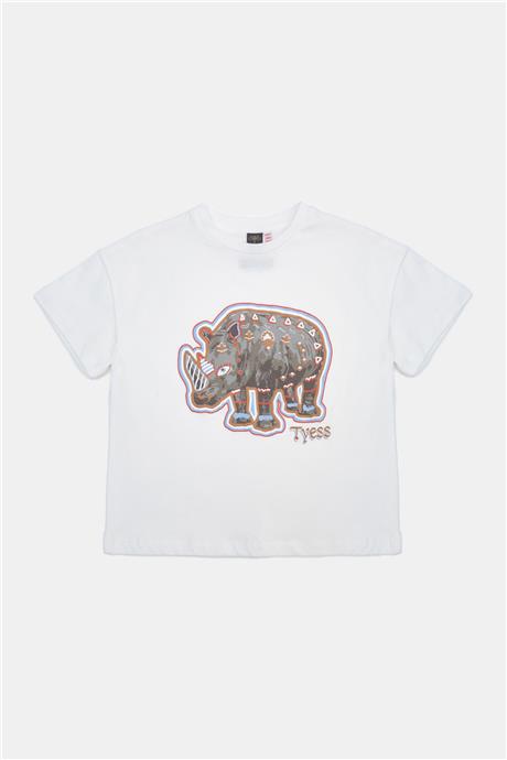 Tyess Kız Çocuk Ekru Tshirt