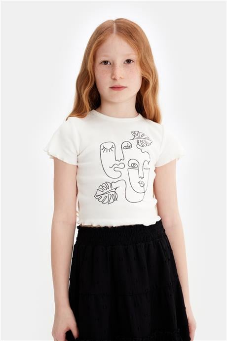 Tyess Kız Çocuk Ekru Tshirt