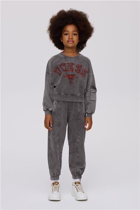 Tyess Kız Çocuk Gri Melanj SweatshirtTyess Kız Çocuk Gri Melanj Sweatshirt