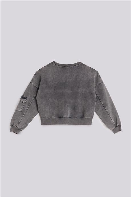 Tyess Kız Çocuk Gri Melanj SweatshirtTyess Kız Çocuk Gri Melanj Sweatshirt