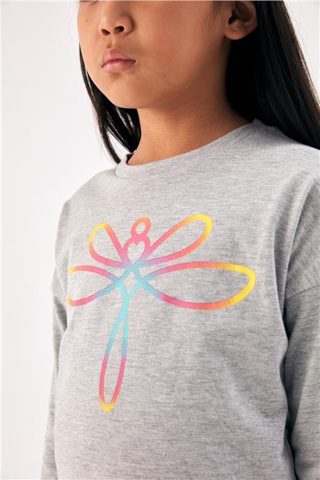 Tyess Kız Çocuk Gri T-Shirt