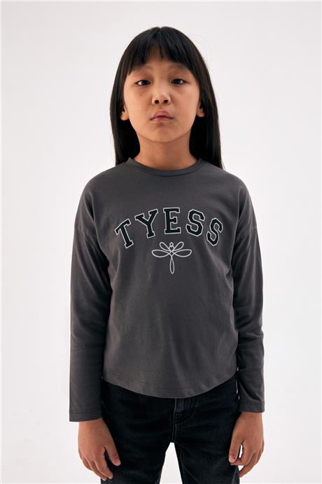 Tyess Kız Çocuk Gri T-Shirt