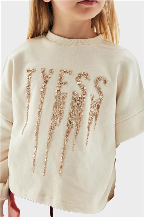 Tyess Kız Çocuk Krem Sweatshirt
