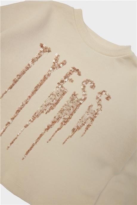 Tyess Kız Çocuk Krem Sweatshirt