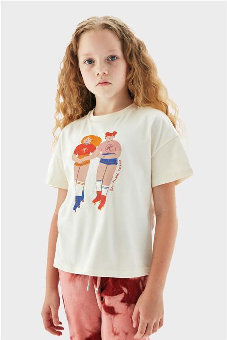 Tyess Kız Çocuk Krem T-Shirt