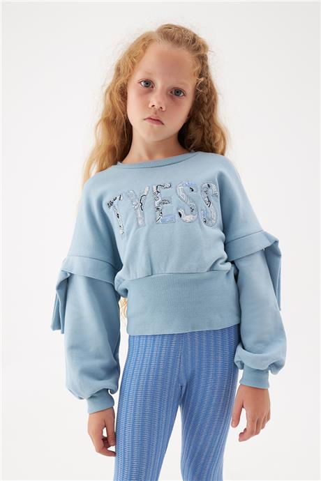 Tyess Kız Çocuk Mavi Sweatshirt