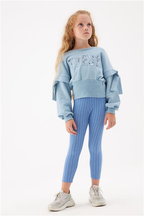 Tyess Kız Çocuk Mavi Sweatshirt