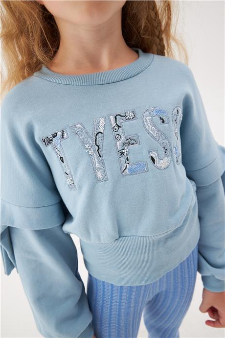 Tyess Kız Çocuk Mavi Sweatshirt