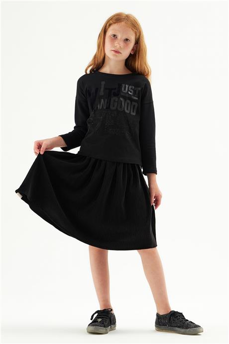 Tyess Kız Çocuk Siyah Sweatshirt