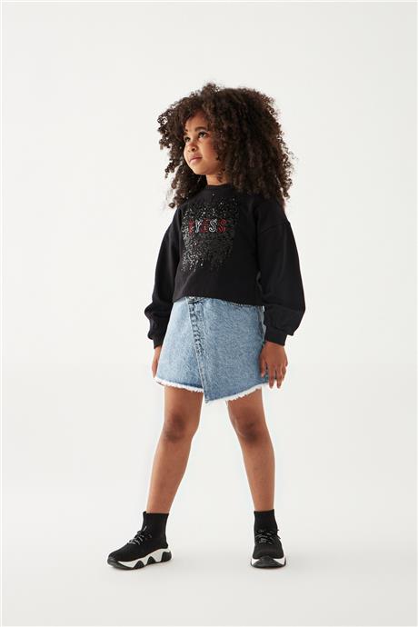 Tyess Kız Çocuk Siyah Sweatshirt