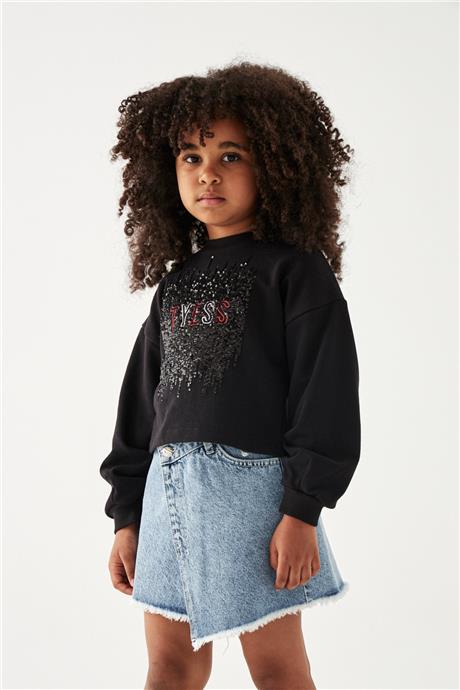 Tyess Kız Çocuk Siyah Sweatshirt