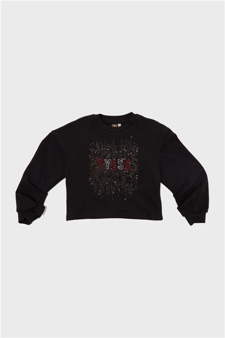 Tyess Kız Çocuk Siyah Sweatshirt