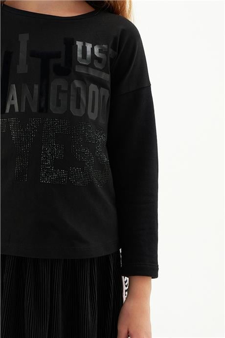 Tyess Kız Çocuk Siyah Sweatshirt