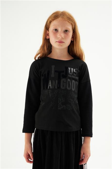 Tyess Kız Çocuk Siyah Sweatshirt